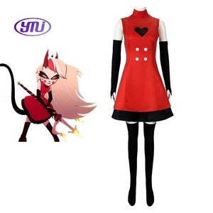 Disfraz de cosplay de Anime Hazbin Hotel <span class=keywords><strong>Charlie</strong></span> para Halloween, disfraz de película y TV, unisex para adultos, cuello alto, rojo, sexy, sin mangas, poliéster - Product Image 3