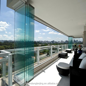Portes de séparation de balcon coulissantes pliantes sans cadre, style rideau en verre - Product Image 1