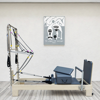 Reformer Pilates Professionnel avec Demi-Tourneuse pour Studio Commercial, Lit de Renforcement Musculaire avec Chariot Silencieux