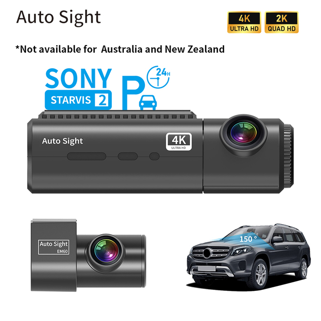 EM60 Dual Car Camera Front 4K Rear 2K with GPS WiFi Night Vision 24H Parking Mode MicroSD Dash Cam for Cars