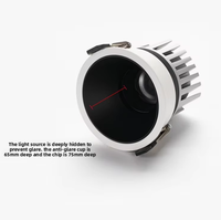 Spot LED Encastrable Anti-Éblouissement 7W/10W/12W Source Lumineuse COB IRC 98 Corps en Aluminium Angle de Faisceau 12-36° Nouveau Style Chinois Moderne
