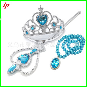 Princess Costume Accessories Crown <b>Magic</b> Wand Necklace Gloves <b>Set</b> Yellow 5-7 Years - Product Image 4
