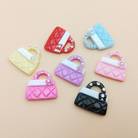 Mini sac multicolore DIY style dessin animé, rose diamant et bleu, accessoires en résine faits main pour pinces à cheveux, coques de téléphone, boucles de chaussures et breloques décoratives