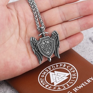 MECYLIFE Collier pendentif "Quis Ut <span class=keywords><strong>Deus</strong></span>" bouclier épée Saint Michel en acier inoxydable Collier pendentif aile d'ange Collier archange - Product Image 3