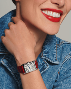 Ladies Style Rectangular <b>Watch</b> Polished Stainless Steel <b>Case</b> Embossed Leather Strap Roman Numeral Dial Subdial Longinesing - Product Image 2