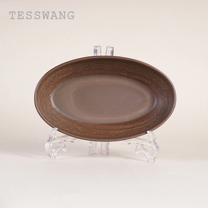 Bol ovale en céramique marron mat de style zen japonais, assiette de service de café Wabi-sabi, couleur terre, pour hôtel, restaurant - Product Image 1
