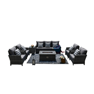 Juego de Sofás de Metal Modernos de Lujo con Brasero de Gas, Muebles de Exterior Impermeables para Patio, Sala de Estar, Piscina, Playa, Mesa con Brasero - Product Image 4