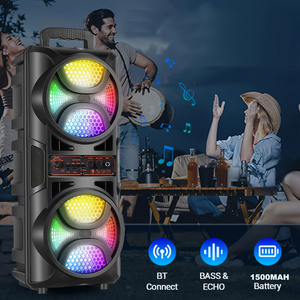 Đôi 6.5 ''loa siêu trầm Đảng bass nặng FM Đài phát thanh không dây Microphone RGB đèn xách tay DJ karaoke tháp Loa boomboxes - Product Image 2