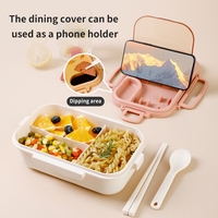 Boîte à lunch bento pour enfants, dessin animé, 800 ml, plastique, 3 compartiments, avec cuillère, anti-fuite, pour enfants, étudiants, école, conteneur alimentaire