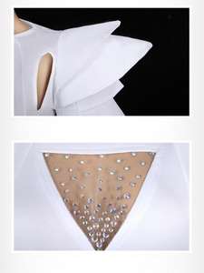 Body Bianco da Donna per Danza Jazz, Costumi per Ballerine da Bar e DJ, Abbigliamento <span class=keywords><strong>Sexy</strong></span> da Nightclub, Outfit con Diamanti Colorati per Cantanti DS e Ballerine Hip-Hop, Abbigliamento da Palcoscenico - Product Image 5