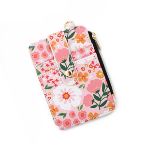 Nouvelle mode de sac imprimé à ourlet vertical porte-cartes à fermeture éclair porte-monnaie floral sac d'identification pour les femmes - Product Image 6