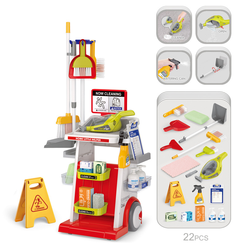 Set carrello di pulizia rosso 667-77 - 22 pezzi aspirapolvere