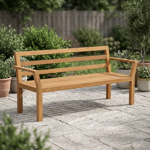 Modern Solid Teak Wood Garden Chair Durable Saber <b>Leg</b> Design Waterproof Eco-Friendly Outdoor Furniture - Product Image 3
