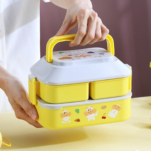 Cute Stackable Airtight Keep <b>Food</b> Double Layer <b>Plastic</b> Tiffin Lunch Box Bento <b>Food</b> Storage <b>Container</b> for Adults & Kids - Product Image 5