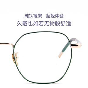 กรอบแว่นตาไทเทเนียมบริสุทธิ์ทรงแปดเหลี่ยมเต็มกรอบน้ำหนักเบาเลนส์เรซิ่นสำหรับทุกเพศเซินเจิ้น 906 - Product Image 2