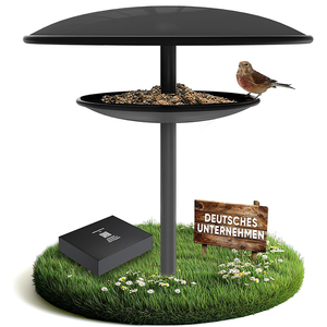 JH-Mech Station d'alimentation pour oiseaux en plein air à 2 couches pour oiseaux sauvages avec chapeau tournant Poteau d'alimentation en métal antirouille pour oiseaux - Product Image 1