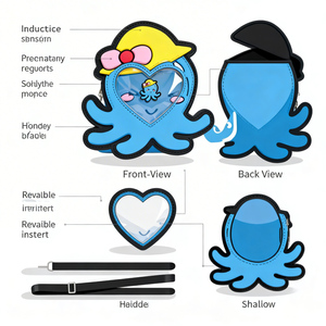 Série de sacs Ita personnalisés en gros, sac à bandoulière pour gamer girl, en forme d'oreilles de chat, de pieuvre bleue et de grenouille verte, avec fenêtre transparente - Product Image 2