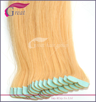 Extensions de cheveux afro invisibles européennes à bandes adhésives, trame simple, Remy, super double drawn, douces et lisses