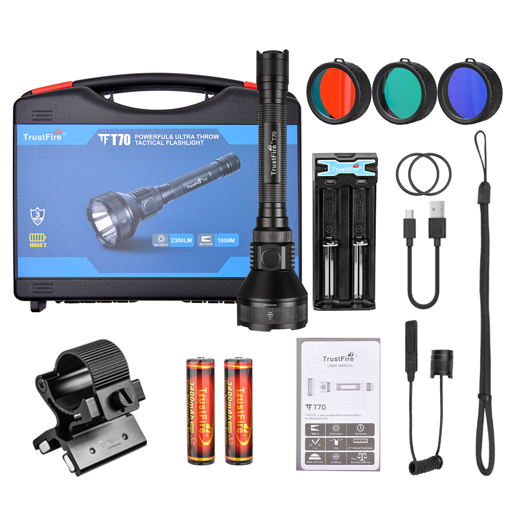 TrustFire Superior 2300LM ультра бросок 1000 м светодиодный охотничий фонарик T70 фонарь для кемпинга фонарик