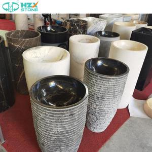 HZX Premium Grey Marble Italian <strong>Classic</strong> <strong>White</strong> Marble Vanity Basin with Grey Veins <strong>Bathroom</strong> Sink - Product Image 3