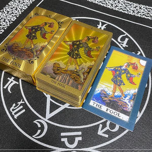 Jeu de tarot spirituel doré, édition espagnole, cartes dorées de luxe pour la divination - Product Image 1