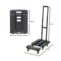 Chariot à bagages pliable en plastique noir, capacité de charge de 150 kg, 6 roues TPR, transport industriel, poignée réglable, 61*35 cm