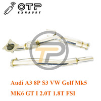 OTP-Fallrohr-Auspuffrohr für Au di A3 8P S3 VW Golf Mk5 MK6 GTI 2.0T 1.8T FSI mit 200Cell Cat SUS304 Edelstahl-Fallrohr