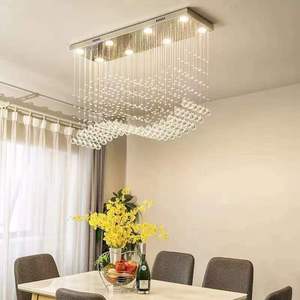 大型高品质豪华照明矩形餐饮K9水晶螺旋雨滴现代发光二极管吊灯吊灯 - Product Image 3