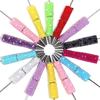 Stylo bille complet en gros, en résine mignonne avec paillettes, fournitures en vrac, perles à enfilser, perles en argile, strass à enrouler pour la création