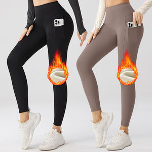 Dames Fleece Gevoerde Leggings Thermische Warme Winter Panty Hoge Taille Yogabroek Koud Weer Met Zakken - Product Image 2