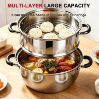fabricant vente en gros alimentaire de qualité 304 en acier inoxydable vapeurs pot ménage double couche grande capacité