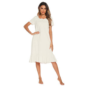 <span class=keywords><strong>Robe</strong></span> de nuit pyjama respirante pour femme, style princesse sexy en pur coton et dentelle, longueur <span class=keywords><strong>mi</strong></span>-<span class=keywords><strong>longue</strong></span>, pour l'été - Product Image 2