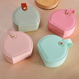 Mini Half Round Travel Jewelry <b>Box</b> Portable PU Leather Jewelry Organizer Necklace <b>Earring</b> Ring Storage Case - Product Image 2