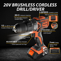 KAFUWELL PA4545H Ensemble d'outils électriques 20V Brushless Drill Hammer Battery 1set 4 in 1 Cordless Drill Power Tools Combo Set