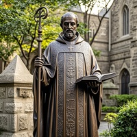 Décor catholique en laiton Europe Patron Saint Benoît règle fondateur tenir règle et croix sceptre grandeur nature St Benoît Statue en Bronze