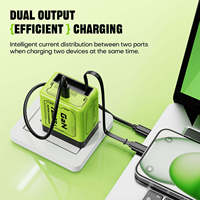 Chargeur rapide portable GaN 35W USB-C en gros, QC3.0/PD3.0, intelligent, pliable, avec prise US et câble Type-C ignifuge pour téléphone portable et ordinateur portable