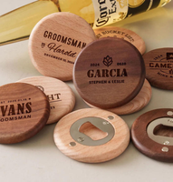Décapsuleur en bambou écologique personnalisé, aimants de réfrigérateur en acier inoxydable, sous-verre en bois, design moderne, logo gravé au laser, magnétique pour bière