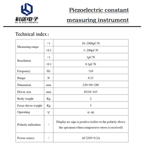 Instrumento de medición constante de cerámica piezoeléctrica El medidor de prueba D33 mide los parámetros de rendimiento del material piezoeléctrico - Product Image 3