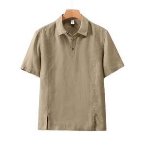 Polo en coton Oxford pour homme, manches courtes, couleur unie, respirant, décontracté, coupe classique - Product Image 1