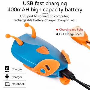 Lumière de vélo pour enfants, klaxon, sonnette électrique USB rechargeable, phare pour filles, garçons, enfants, <span class=keywords><strong>VTT</strong></span>, vélo - Product Image 5