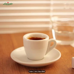 ชุดถ้วยกาแฟเอสเปรสโซ่ทรงไข่สีขาวพร้อมจานรอง ทำจากพอร์ซเลนอย่างดี สำหรับร้านกาแฟมืออาชีพ  รับสกรีนโลโก้สำหรับโรงแรมและร้านอาหาร - Product Image 4