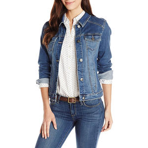 Vestes en jean slim Offre Spéciale personnalisé pour femmes en denim uni délavé de haute qualité - Product Image 1