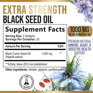 OEM Private Label Halal Vegan 100% Natuurlijke 1000mg Zwarte Komijnzaadolie Softgel Capsules ter ondersteuning van de spijsvertering, hart- en immuun gezondheid - Product Image 6
