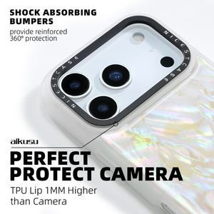 Étui de téléphone personnalisé Aikusu en nacre rose, bleu et violet pour iPhone 17, 16, 15, 14, 12, 11 Pro Max - Product Image 3