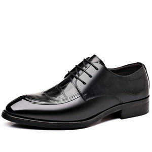 Chaussures habillées Oxford en cuir véritable noir à bout pointu, lacées, semelle extérieure en caoutchouc antidérapante – Vente en gros de chaussures en cuir - Product Image 1