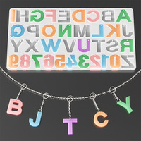 Moule en silicone pour lettres de l'alphabet anglais, pour la création de pendentifs en résine, porte-clés, breloques et bijoux DIY