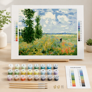 Kit de Pintura por Números, Paisaje de Prado Impresionista para Adultos Principiantes, Pintura Acrílica DIY, 16x20 Pulgadas - Product Image 4