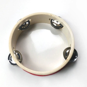 Wholesale Natural Wood With Single Metal Jingle Tambourine Rainbow Lollipop Print Drumhead Orff Percussion Instrument - Product Image 4