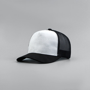 Casquettes de camionneur en tissu suédé doux à 5 panneaux, respirantes, <span class=keywords><strong>avec</strong></span> logo brodé personnalisé pour hommes et femmes - Product Image 3