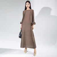 Robe plissée Miyake grande taille 2026 imprimée pour femme, élégante, à manches longues, décontractée et ample